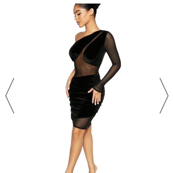 Naked Wardrobe Elegant Black One-Shoulder Dress - Picture 3 of 10